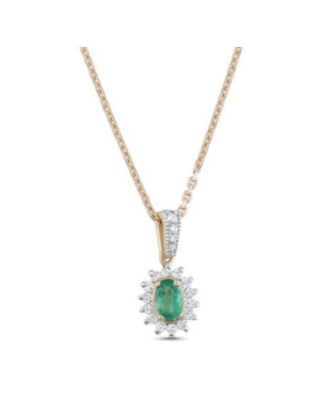 0,27ct- GARGANTILLA DIAMANTES ESMERALDA ORO 18K