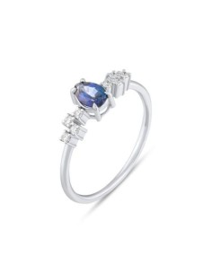 0,11ct- ANILLO DIAMANTES ORO ZAFIRO 18K