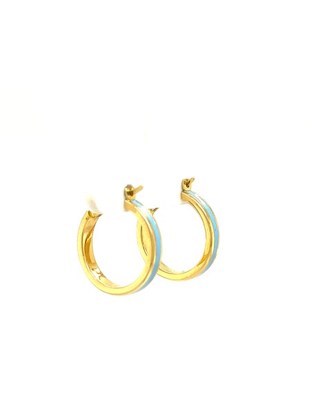 PENDIENTES ARO ESMALTE EN AZUL ORO DE 18K