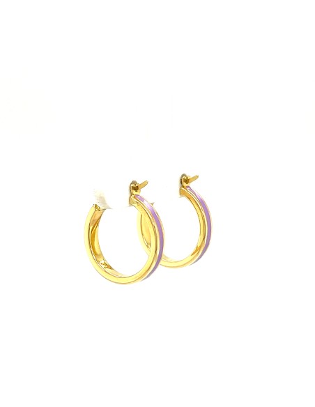 PENDIENTES ARO ESMALTE EN LILA ORO DE 18K