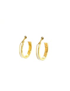 PENDIENTES ARO ESMALTE EN BLANCO ORO DE 18K