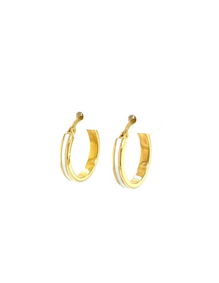 PENDIENTES ARO ESMALTE EN BLANCO ORO DE 18K