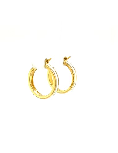 PENDIENTES ARO ESMALTE EN BLANCO ORO DE 18K