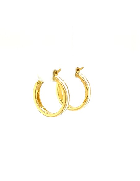 PENDIENTES ARO ESMALTE EN BLANCO ORO DE 18K