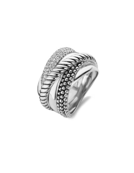 Anillo para mujer Multibanda en Plata y circonitas