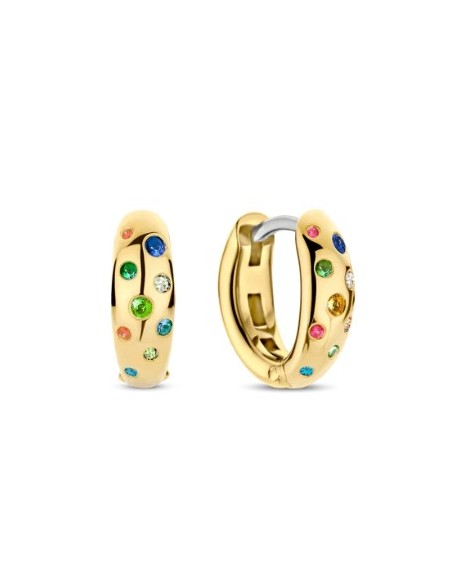 Pendientes Aro Chapados con Circonitas Multicolor