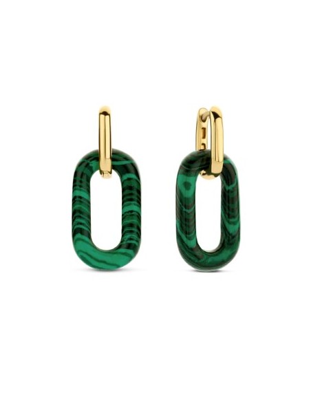 Pendientes para mujer Dorados con Malakita plata