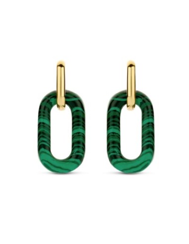 Pendientes para mujer Dorados con Malakita plata