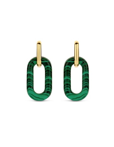 Pendientes para mujer Dorados con Malakita plata