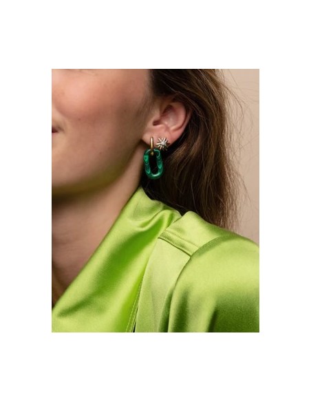 Pendientes para mujer Dorados con Malakita plata