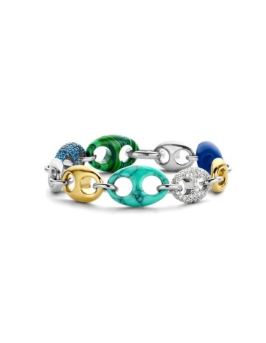 Pulsera de Eslabones con Piedras Naturales y Circo