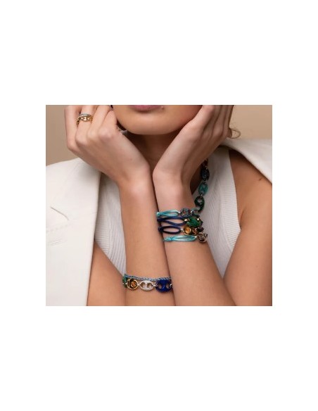 Pulsera de Eslabones con Piedras Naturales y Circo