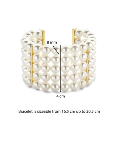 Pulsera Brazalete Dorado con Perlas