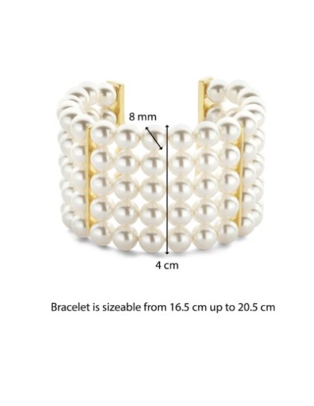 Pulsera Brazalete Dorado con Perlas