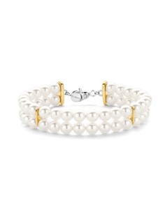 Pulsera de Perlas con Detalles Dorados