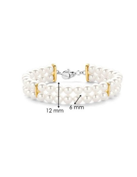 Pulsera de Perlas con Detalles Dorados