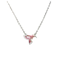 Gargantilla Colibrí Rosa en Plata de 1ª Ley
