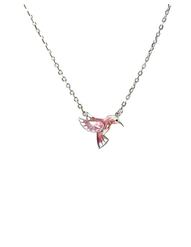 Gargantilla Colibrí Rosa en Plata de 1ª Ley