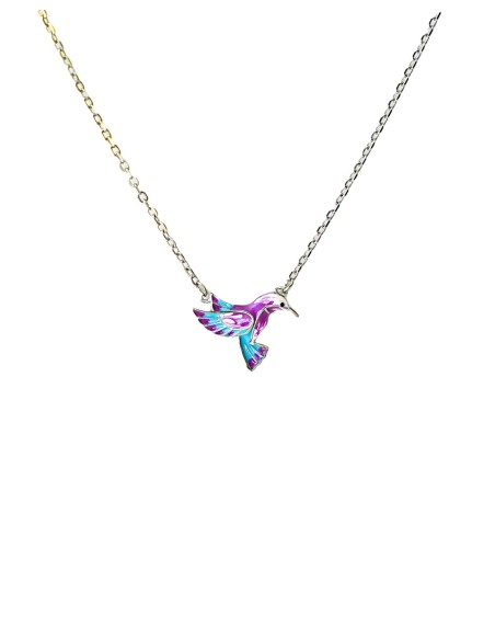 Gargantilla Colibrí lila en Plata de 1ª Ley