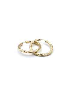 Pendientes plata baño oro aro rizado 3,5 cm