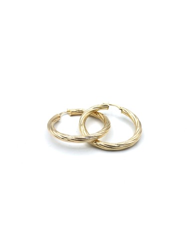 Pendientes plata baño oro aro rizado 3,5 cm