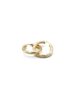 Pendientes plata baño oro aro rizado 2 cm