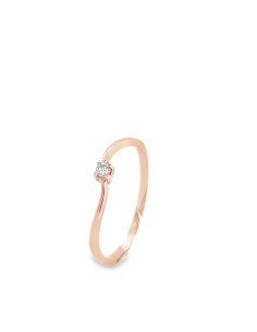 0,05ct- Anillo de Oro Rosa 18K con Brillante
