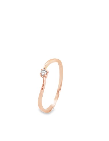 0,05ct- Anillo de Oro Rosa 18K con Brillante