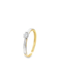 0,08ct- Anillo Bicolor en Oro 18K con Brillante
