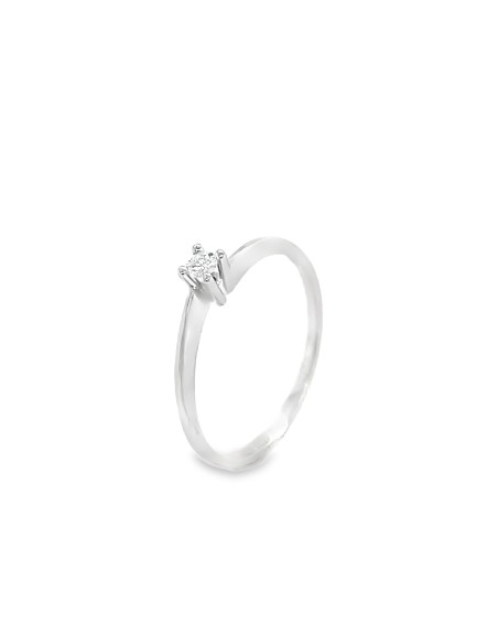 0,06ct- Anillo en Oro blanco 18K con Brillante