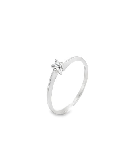 0,06ct- Anillo Oro blanco de 18K con Brillante