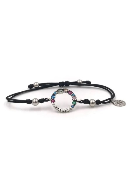 PULSERA MACRAME ARO PIEDRAS MAMA PLATA