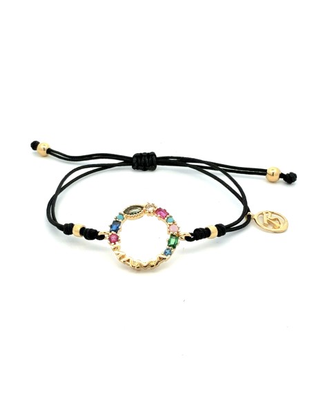 PULSERA MACRAME ARO PIEDRAS MAMA PLATA CHAPADA