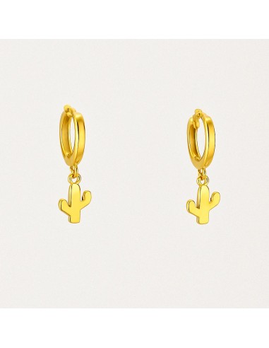 Pendientes de Plata chapada con Cactus Colgante
