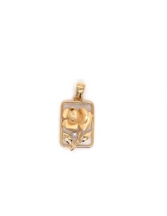 BR- COLGANTE ROSA QUADRADO ORO DE 18K