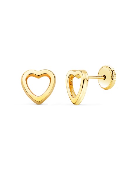 18K PENDIENTES BEBÉ ORO CORAZON CALADO