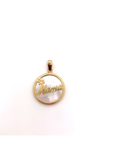 COLGANTE MAMA FLOR NACAR ORO DE 18K
