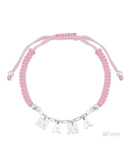 PULSERA MAMA PLATA HILO ROSA