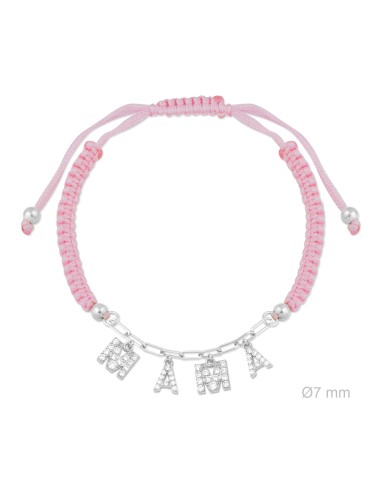 PULSERA MAMA PLATA HILO ROSA CIRCONITAS