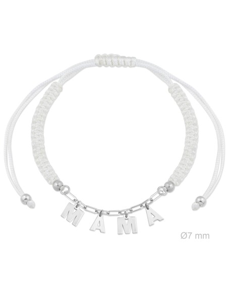 PULSERA MAMA PLATA HILO BLANCO