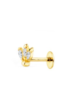 18K PIERCING OREJA ORO AMARILLO TRES HOJITAS
