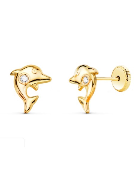 18K PENDIENTES ORO DELFIN 5,5 X 4MM