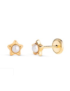 18K PENDIENTES ORO AMARILLO ESTRELLA CON PERLAS