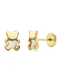 18K PENDIENTES ORO AMARILLO OSO NACAR 6.5X5 MM