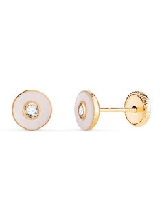18K PENDIENTES ORO AMARILLO REDONDOS NACAR 