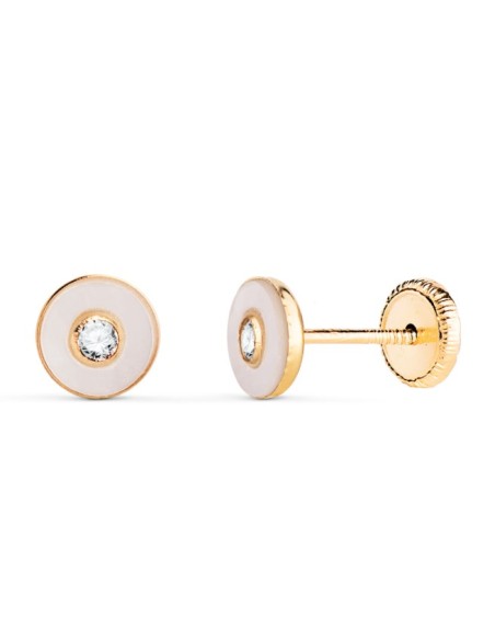 18K PENDIENTES ORO AMARILLO REDONDOS NACAR