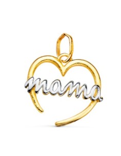 18K COLGANTE ORO BICOLOR CORAZON CON MAMA DE ORO B