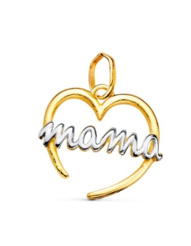 18K COLGANTE ORO BICOLOR CORAZON CON MAMA DE ORO B
