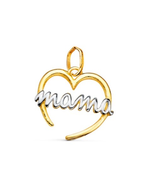 18K COLGANTE ORO BICOLOR CORAZON CON MAMA DE ORO B