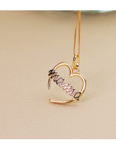 18K COLGANTE ORO BICOLOR CORAZON CON MAMA DE ORO B 2